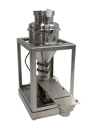 Sistema de dosificación con alimentador vibratorio Volkmann para polvos y materiales sólidos a granel