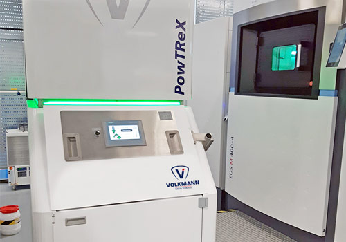 Sistema de extracción por transferencia de polvo metálico Volkmann PowTReX para impresión 3D